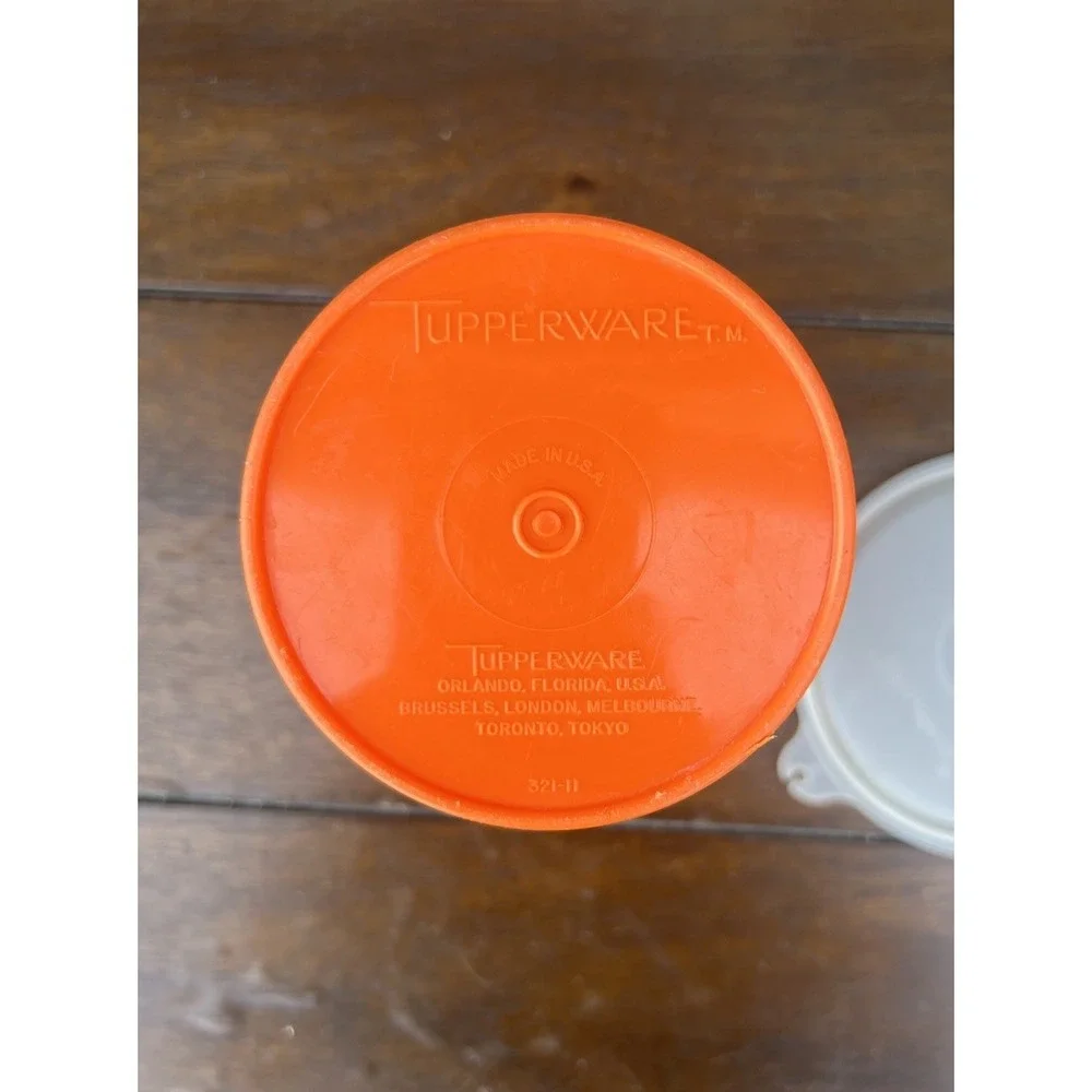 Tupperware Round Container 321-11 Orange Good Vintage Canister Lid